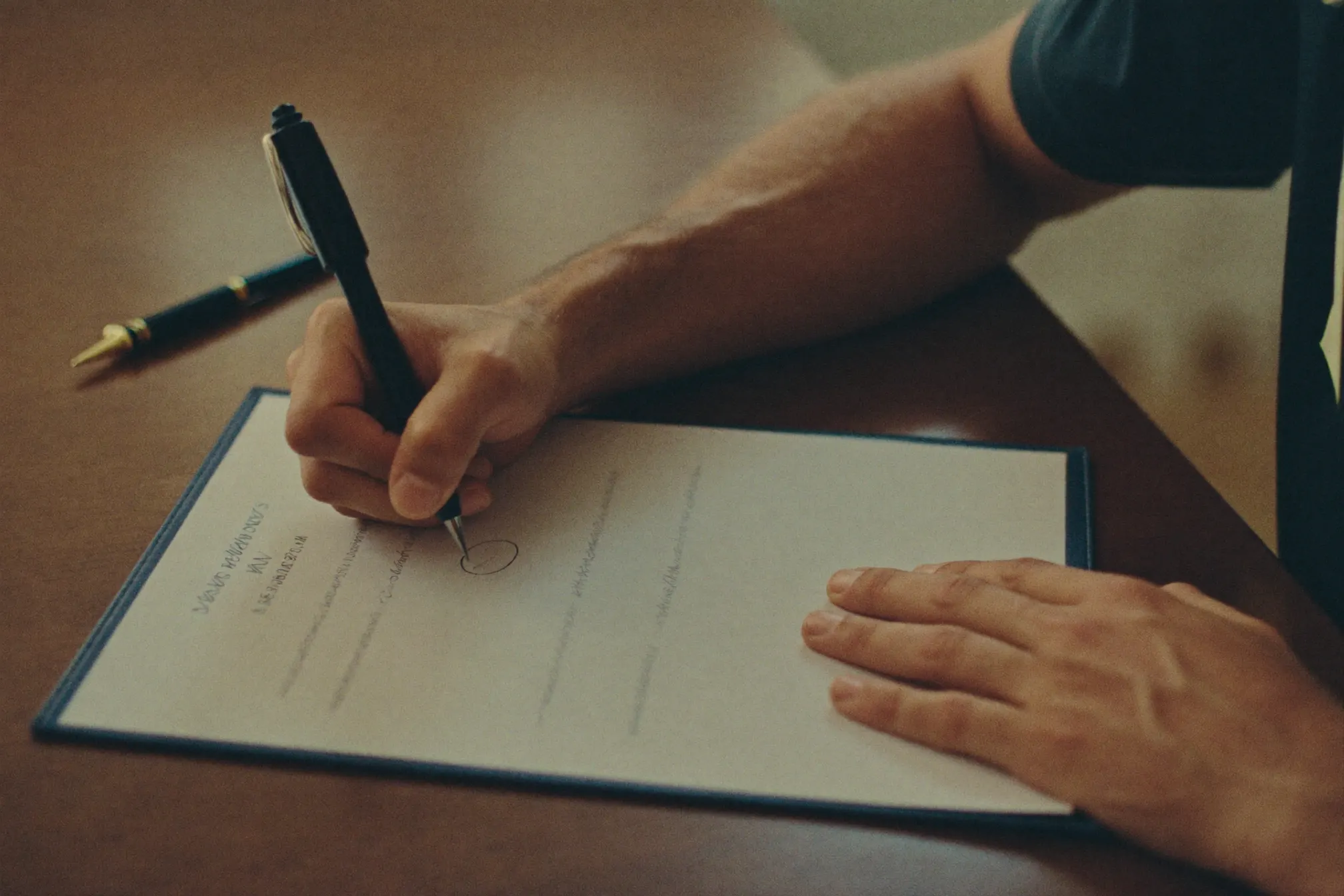 An athlete signing a letter of intent